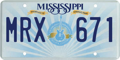 MS license plate MRX671