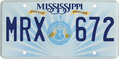 MS license plate MRX672