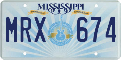 MS license plate MRX674