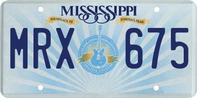 MS license plate MRX675