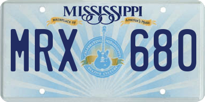 MS license plate MRX680
