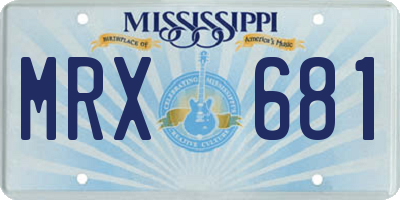 MS license plate MRX681