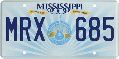 MS license plate MRX685