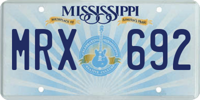 MS license plate MRX692