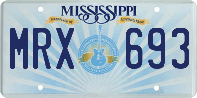 MS license plate MRX693