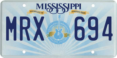 MS license plate MRX694