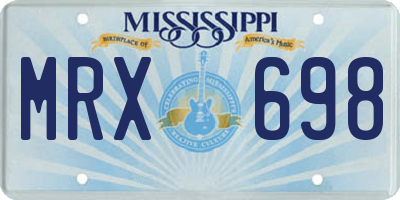 MS license plate MRX698