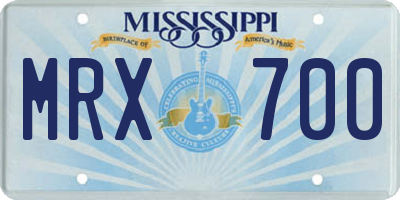 MS license plate MRX700