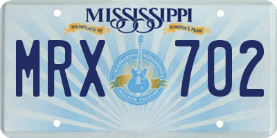 MS license plate MRX702