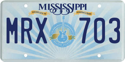 MS license plate MRX703