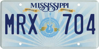 MS license plate MRX704