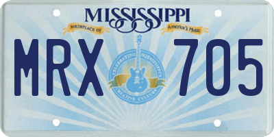 MS license plate MRX705