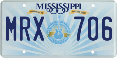 MS license plate MRX706