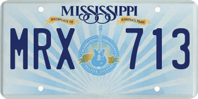 MS license plate MRX713