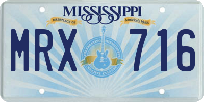 MS license plate MRX716