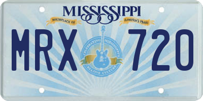 MS license plate MRX720