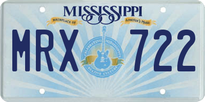 MS license plate MRX722