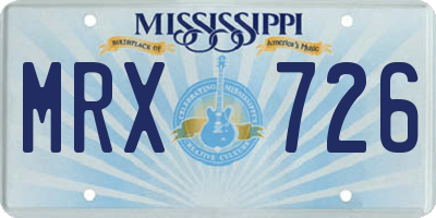 MS license plate MRX726