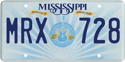 MS license plate MRX728