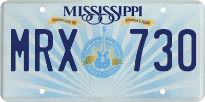 MS license plate MRX730