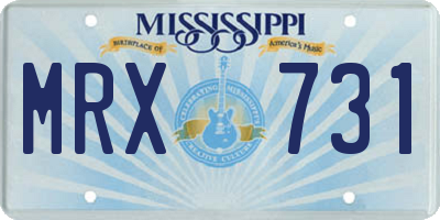 MS license plate MRX731