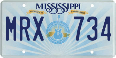 MS license plate MRX734