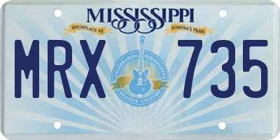 MS license plate MRX735