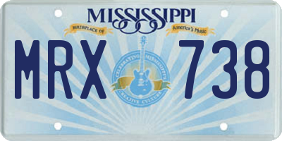 MS license plate MRX738