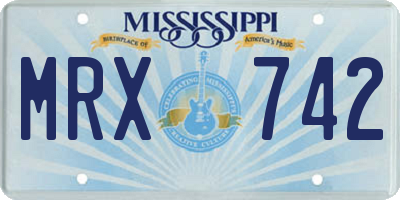 MS license plate MRX742