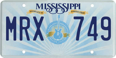 MS license plate MRX749