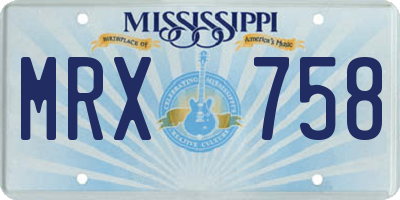 MS license plate MRX758