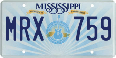 MS license plate MRX759