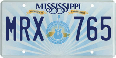 MS license plate MRX765