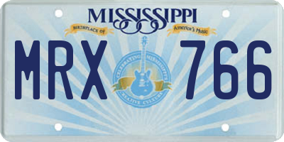MS license plate MRX766