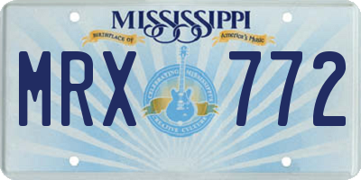 MS license plate MRX772