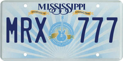 MS license plate MRX777