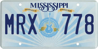 MS license plate MRX778