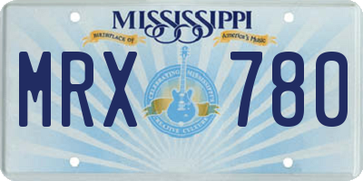 MS license plate MRX780