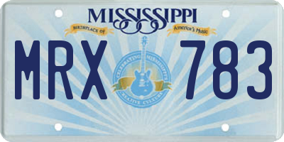 MS license plate MRX783