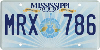 MS license plate MRX786