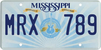 MS license plate MRX789