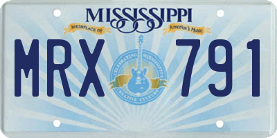 MS license plate MRX791