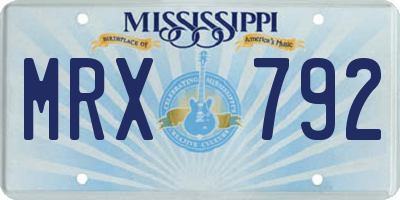 MS license plate MRX792