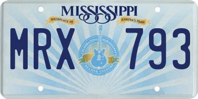 MS license plate MRX793