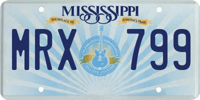 MS license plate MRX799