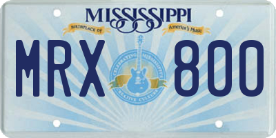 MS license plate MRX800