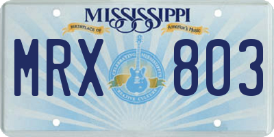 MS license plate MRX803