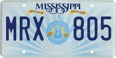 MS license plate MRX805