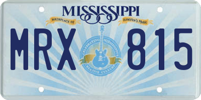 MS license plate MRX815