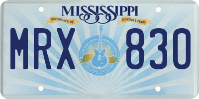 MS license plate MRX830